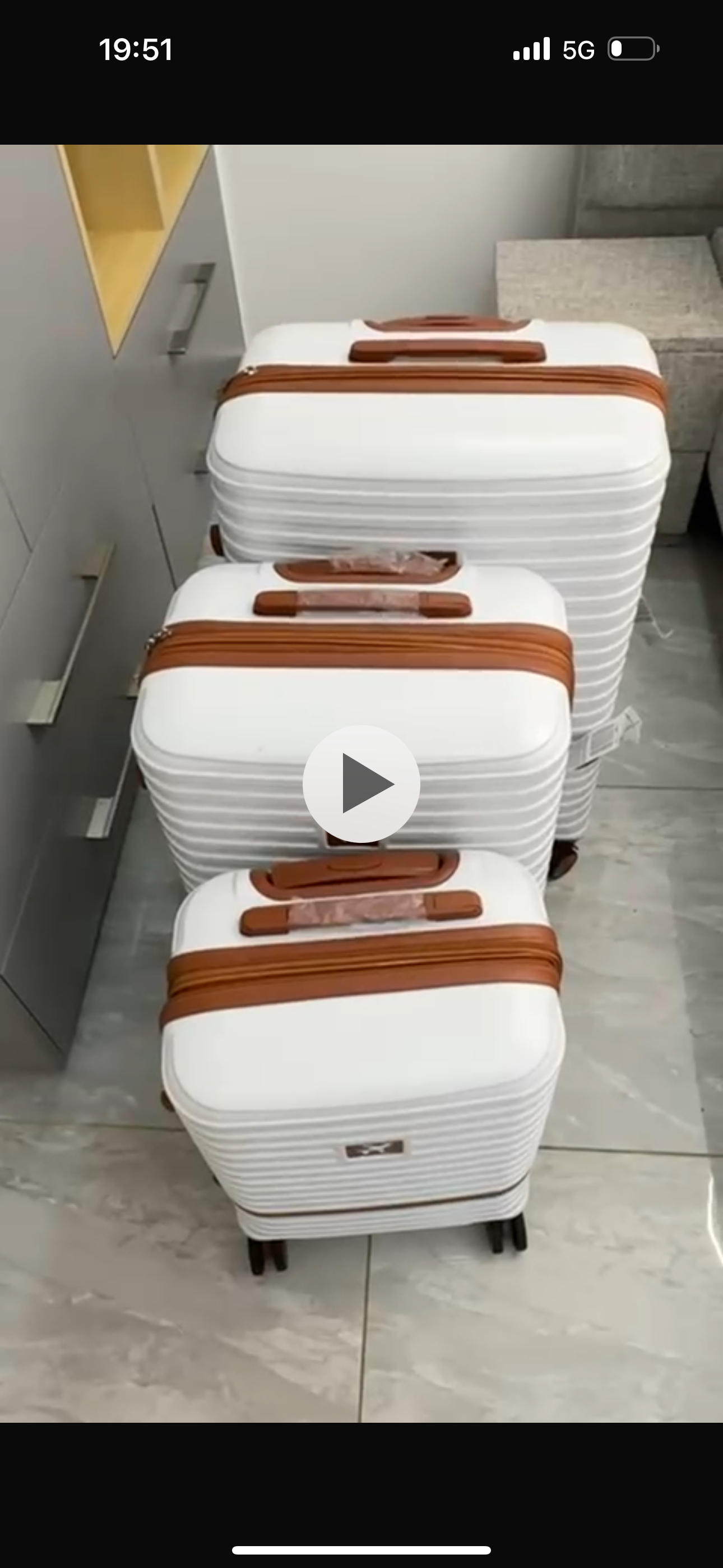 White 3 in 1 suitcase ( Zipped )